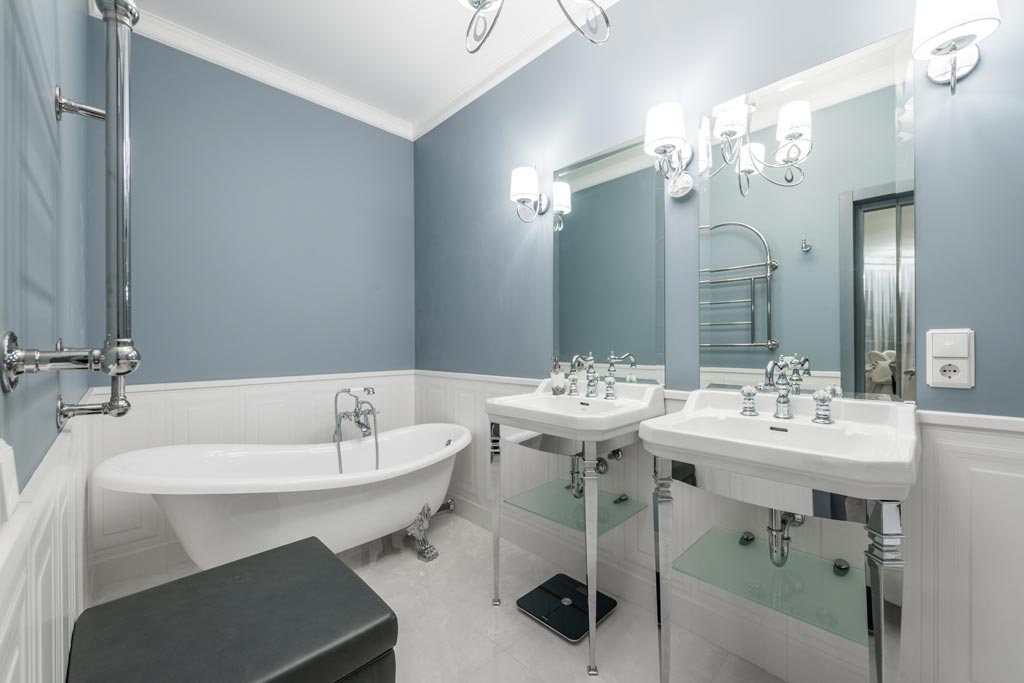 Classic bathroom grey white panelling
