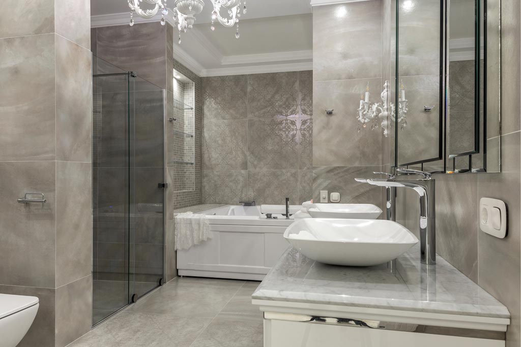 Grey marble classic modern bathroom